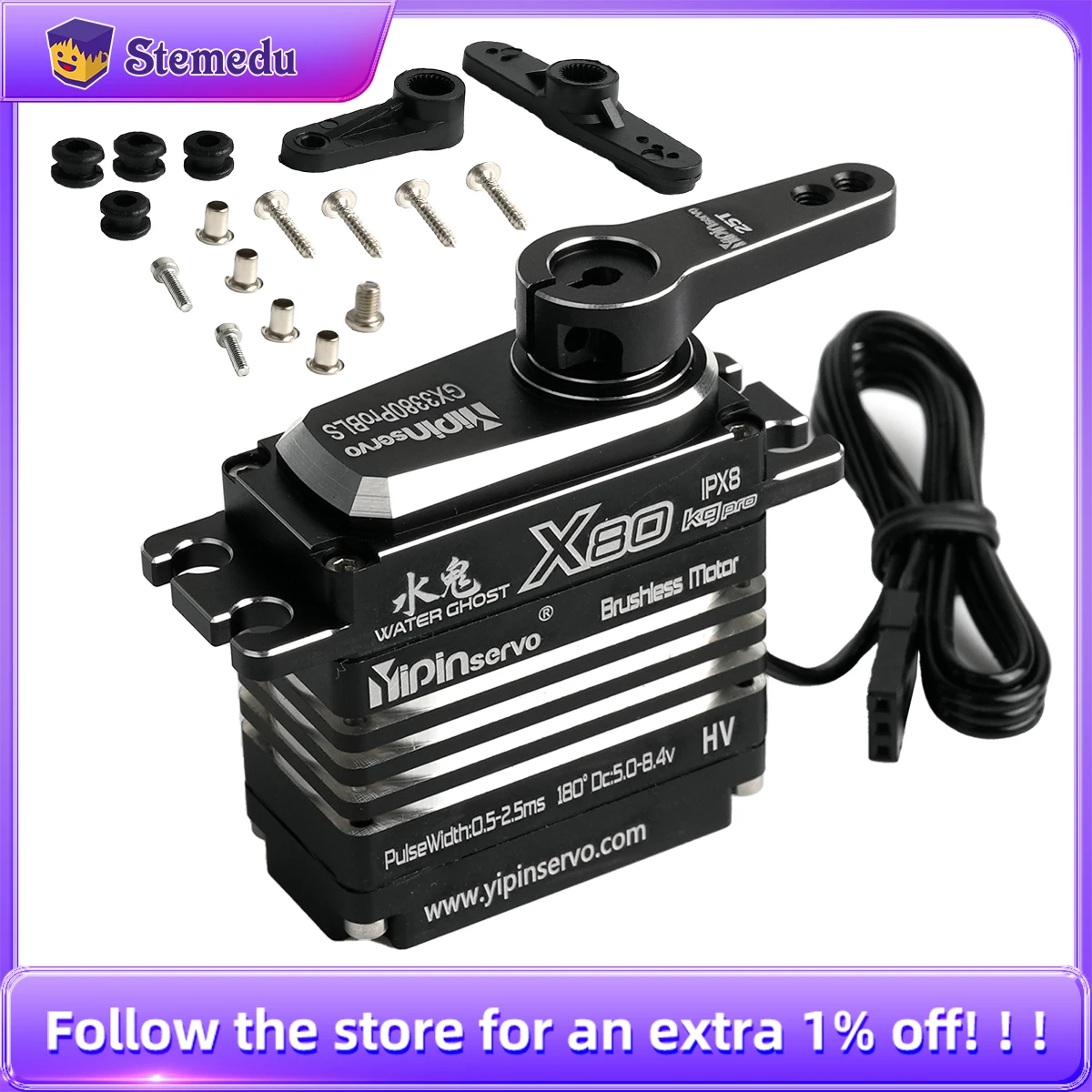 Rc Hobby Grade - Servo motor digital de 80kg, todo