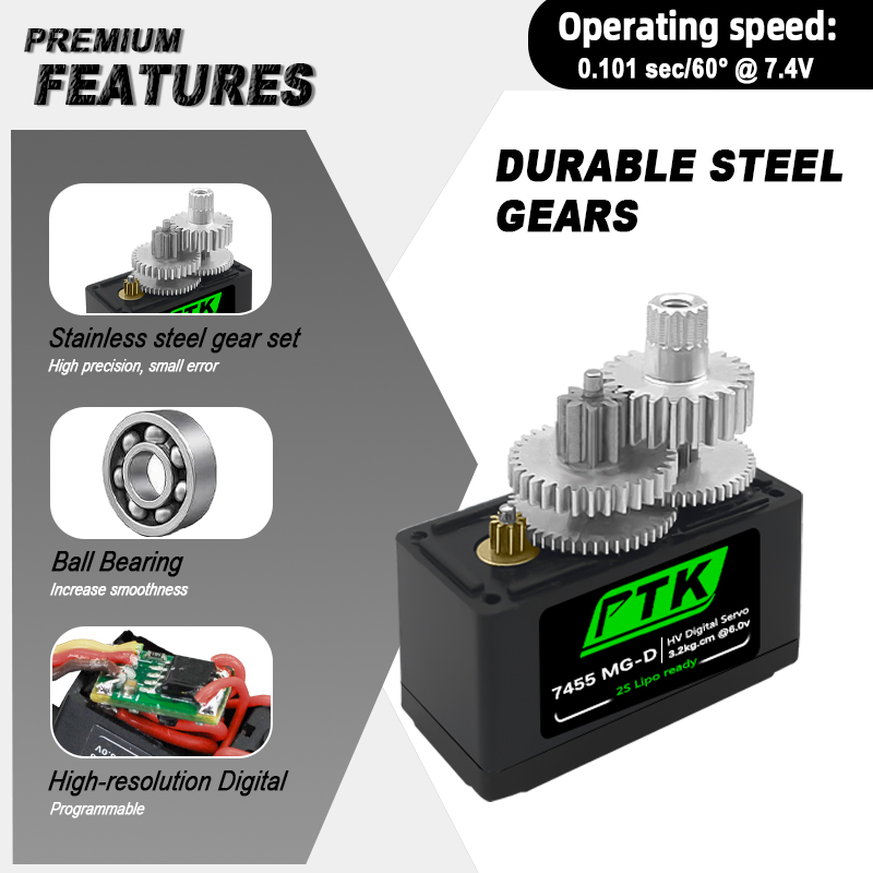Servo Digital PTK 7455MG-D 12g - Rc Hobby Grade avaliação e preço