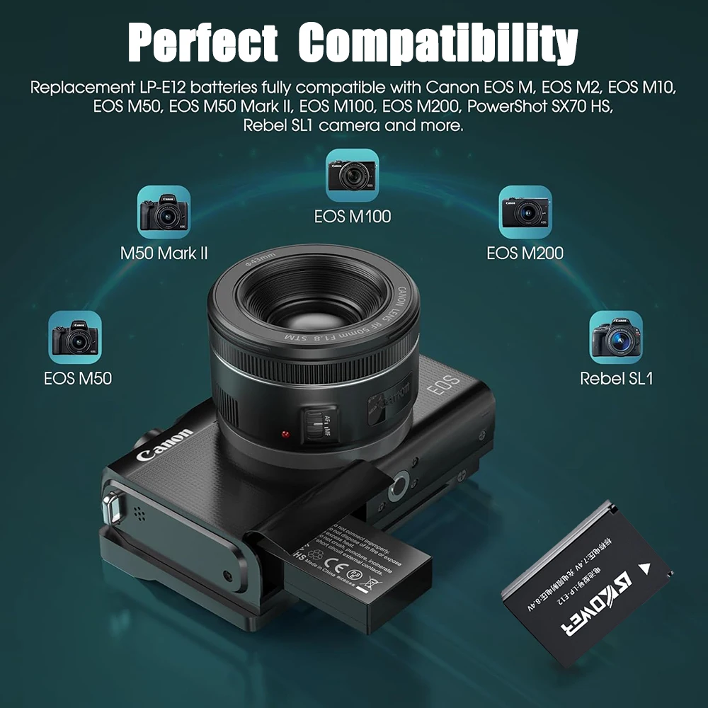 Nova Bateria de Câmera LP-E12  - Canon Camera Eos M50 Mark Ii avaliação e preço